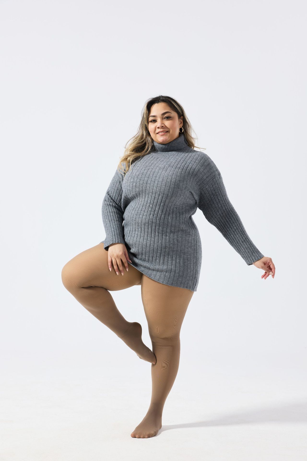 Leggings negros transparentes con forro polar de talla grande