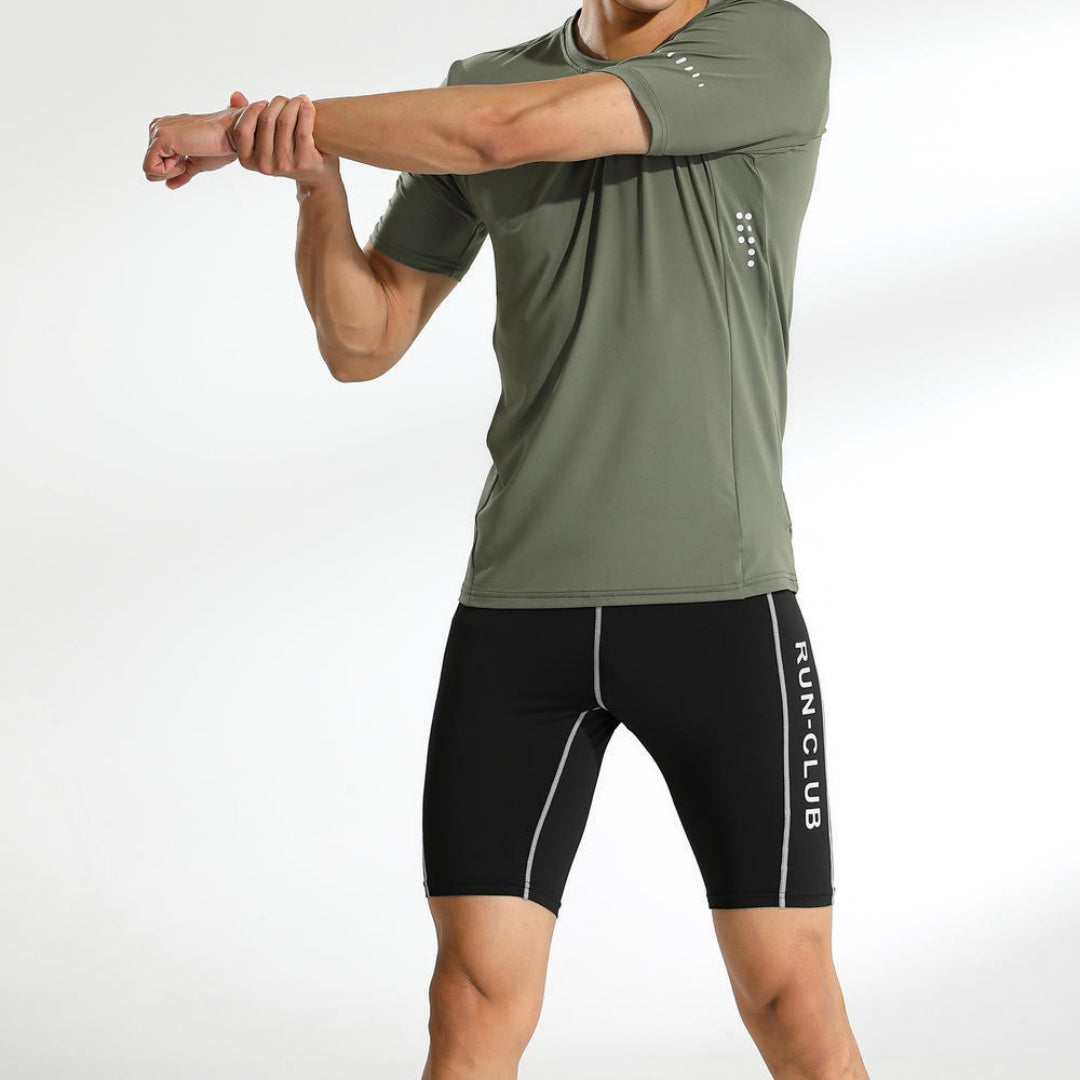Pantalones deportivos y de fitness de cinco cuartos de alta elasticidad para hombre