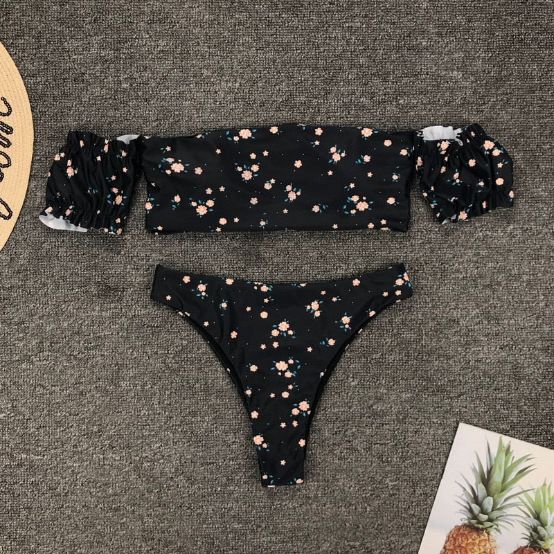 Floral Print Bikini Set Women Two Piece Swimsuit Tropical Beach