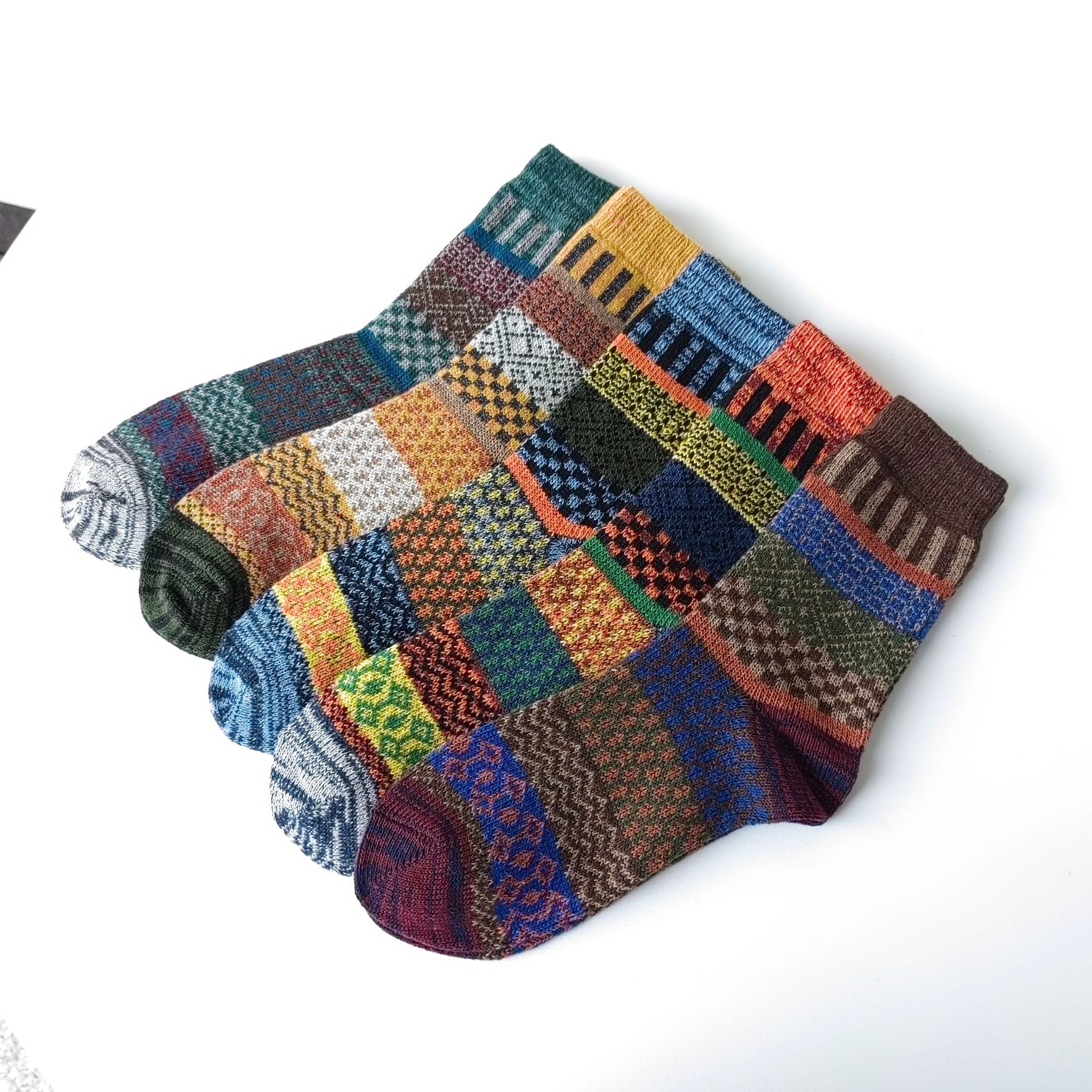Calcetines de hombre de lana estilo étnico vintage para invierno