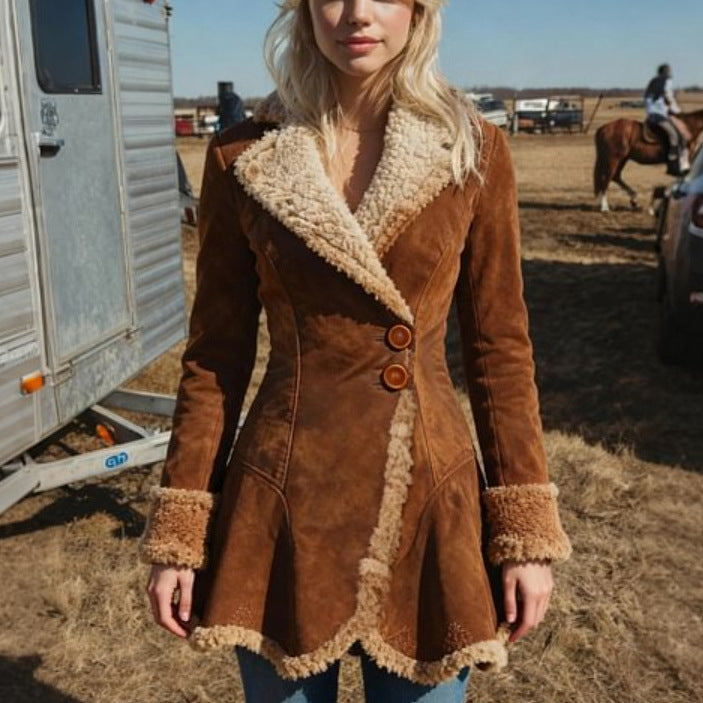 Chaqueta polar con pelo integrado para mujer