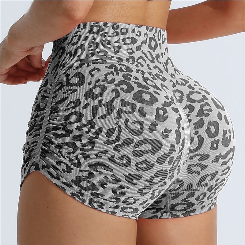 Shorts deportivos ajustados de yoga con estampado de leopardo para correr