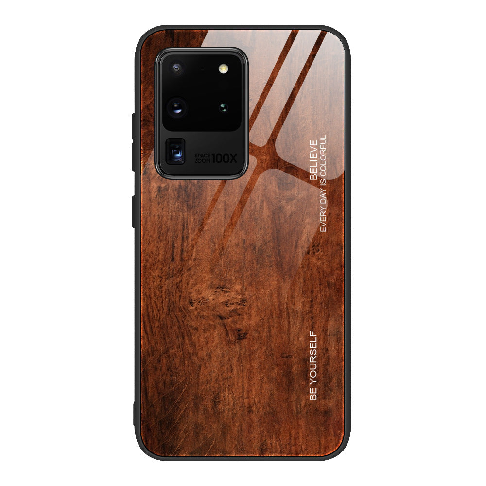 Funda para teléfono de vidrio templado con veta de madera