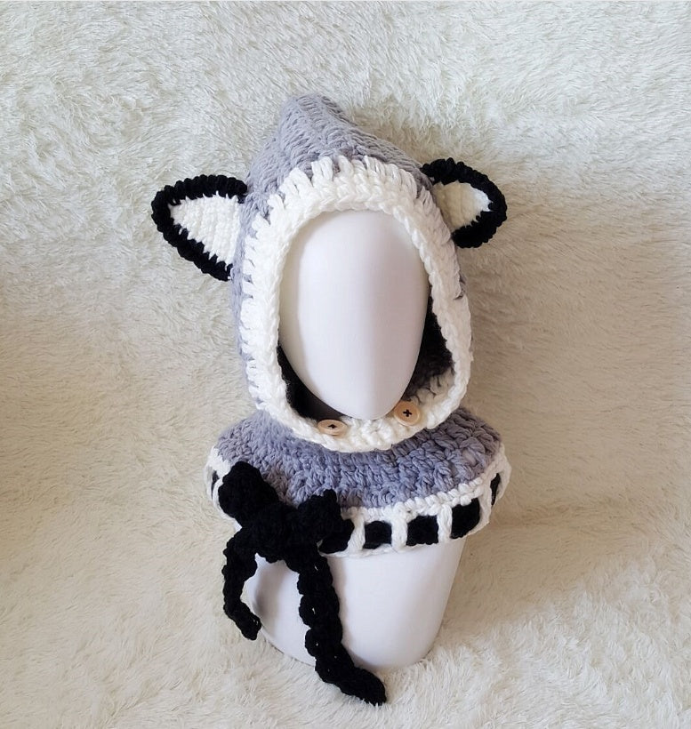 Gorro de lana para niños, tejido a mano, cálido, con orejeras, capa, para hombres y mujeres