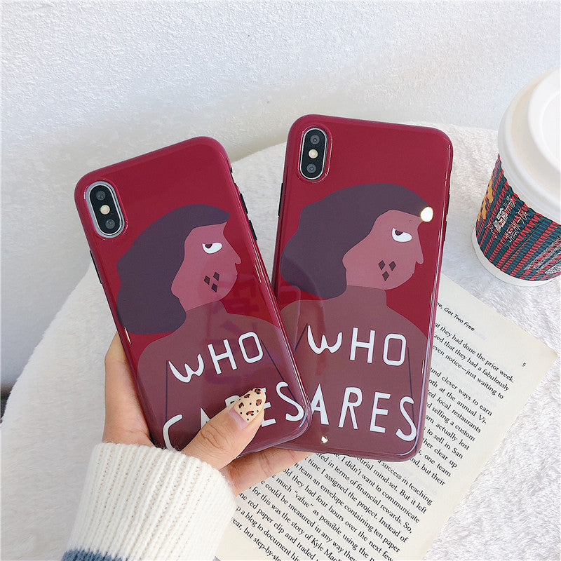 Funda para teléfono con personalidad de chica de color rojo vino de Han Feng