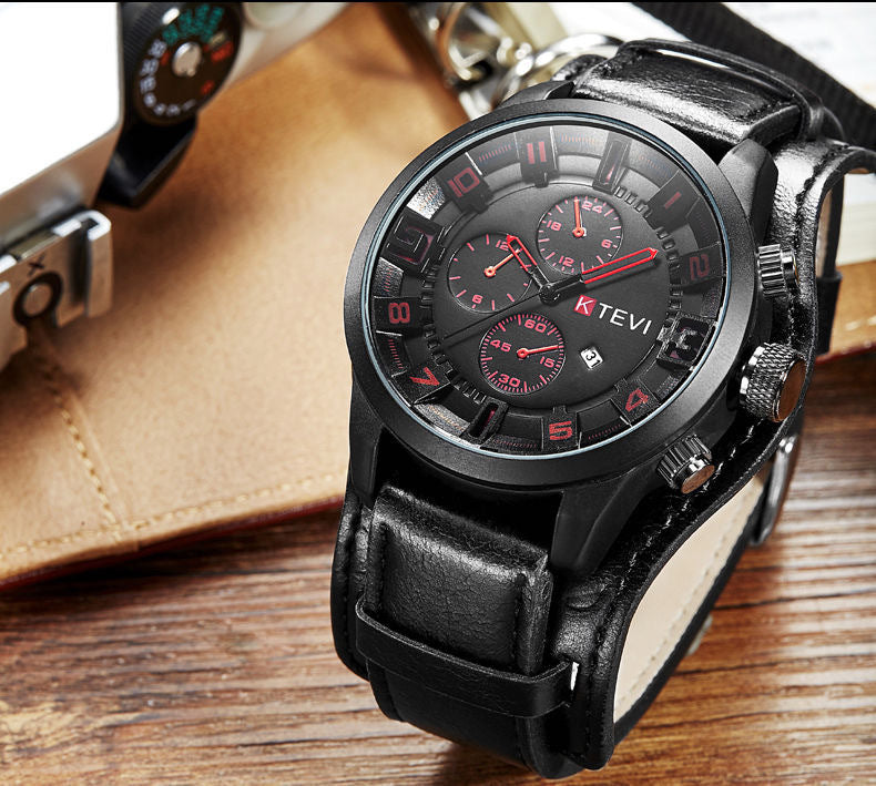 Reloj deportivo coreano de moda para hombre con esfera grande y llamativa para estudiantes.