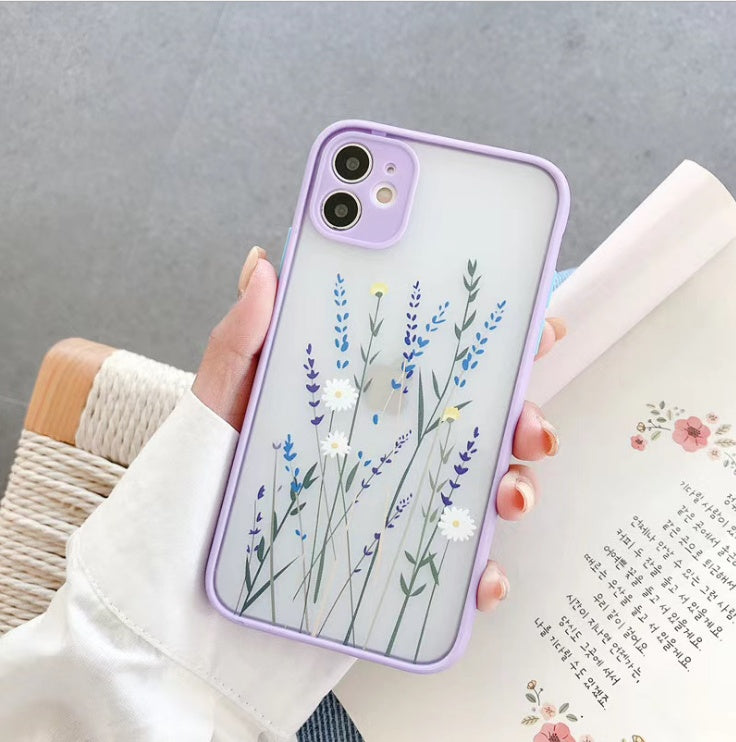 Bonita funda para teléfono con diseño de hojas y flores
