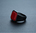 Anillo de ágata negra de acero inoxidable para hombre