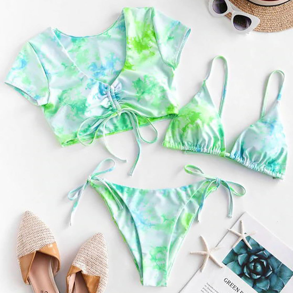 Three-piece bikini Women Two Piece Swimsuit Beach Vacation Summer
