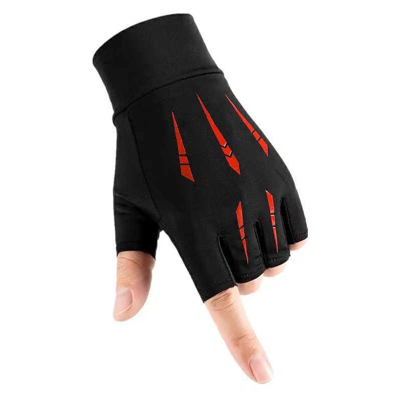 Guantes de medio dedo para deportes al aire libre de verano, hechos de seda de hielo con agarre antideslizante.