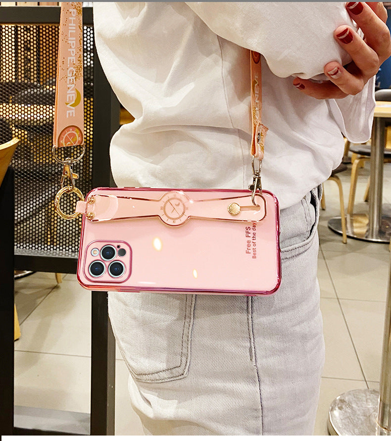 Compatible with Apple, Compatible with Apple , Electroplating Mobile Phone Case Wristband 6D Fine Hole All-Inclusive iPhone Case