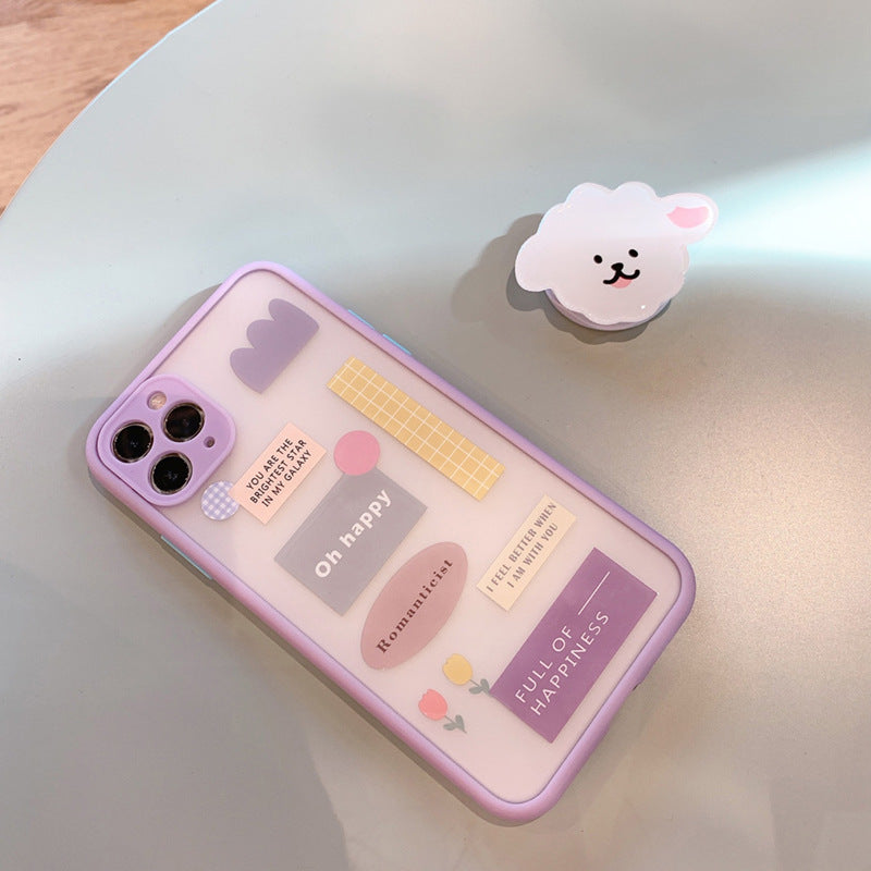 Compatible con Apple, funda para teléfono móvil con soporte pintado esmerilado