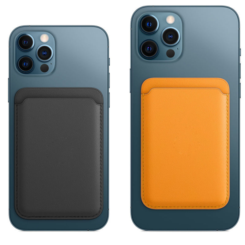 Compatible con Apple, funda protectora para teléfono móvil con tarjetero magnético, funda de piel MagSafe.