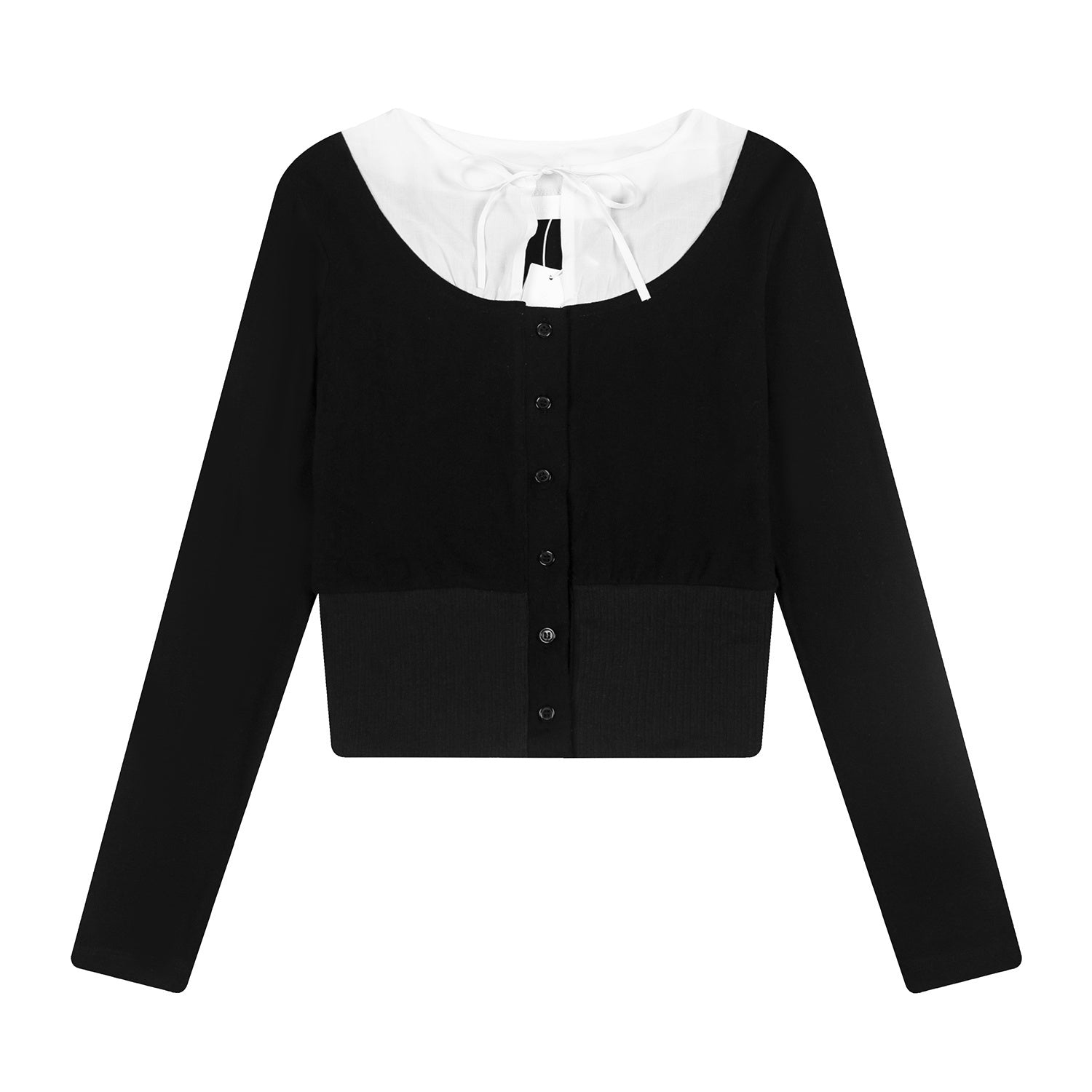 Camiseta de manga larga ajustada con volantes para mujer