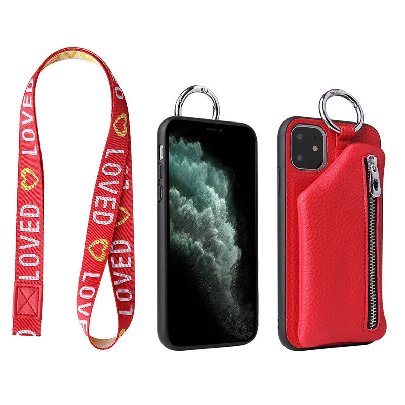 Compatible con Apple, Funda de cuero sintético con cordón para monedero, para iPhone XR, X, XS, 12, PRO, 11, PRO MAX, 7, 8 PLUS, SE, con correa para el cuello.