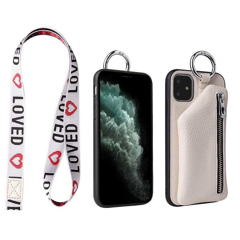 Compatible con Apple, Funda de cuero sintético con cordón para monedero, para iPhone XR, X, XS, 12, PRO, 11, PRO MAX, 7, 8 PLUS, SE, con correa para el cuello.