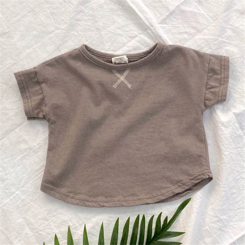 Camiseta sencilla de manga corta para bebé y niño de verano