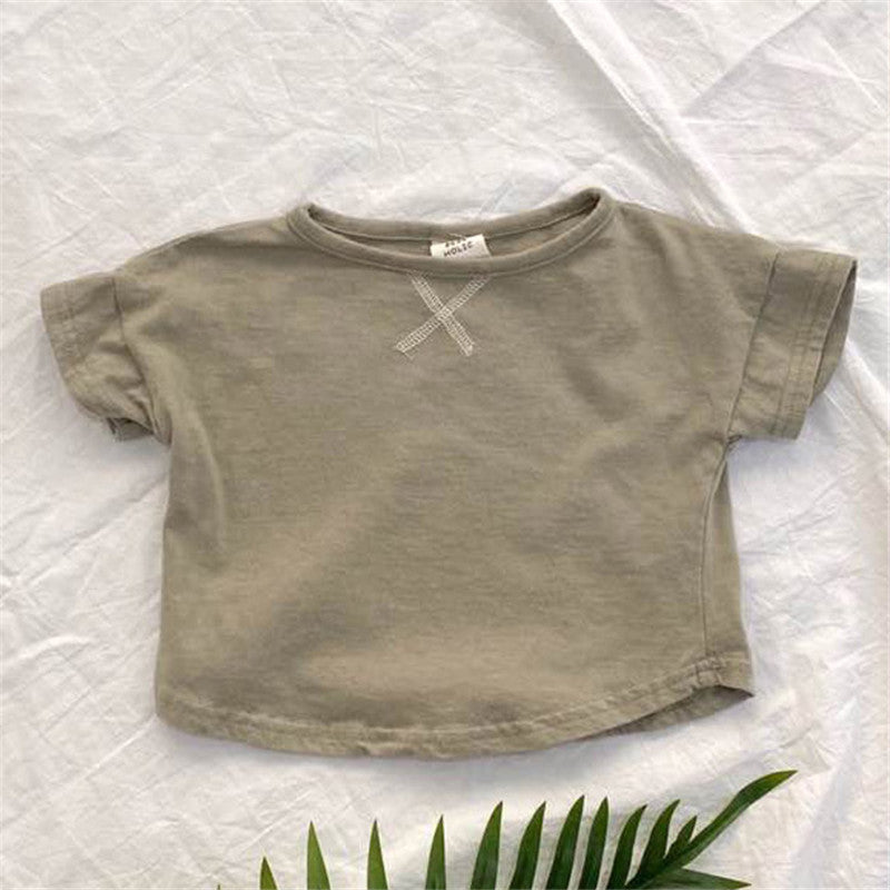 Camiseta sencilla de manga corta para bebé y niño de verano