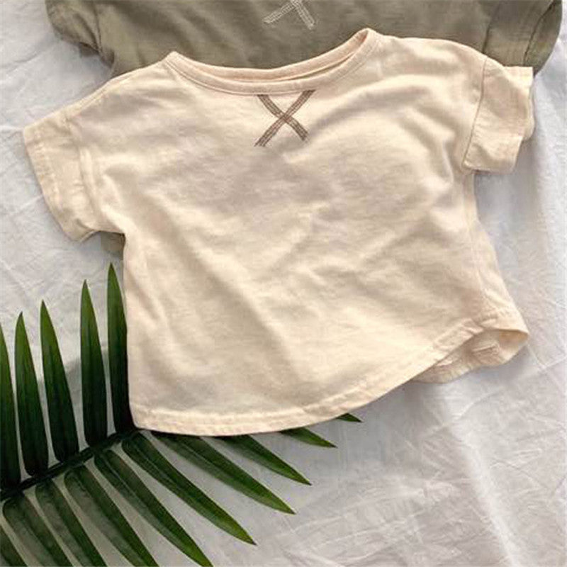 Camiseta sencilla de manga corta para bebé y niño de verano
