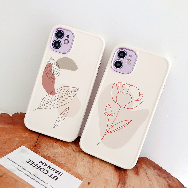 Compatible con, Compatible con, Funda para teléfono con diseño de hojas y flores vintage, carcasa trasera suave a prueba de golpes