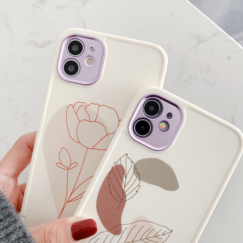 Compatible con, Compatible con, Funda para teléfono con diseño de hojas y flores vintage, carcasa trasera suave a prueba de golpes
