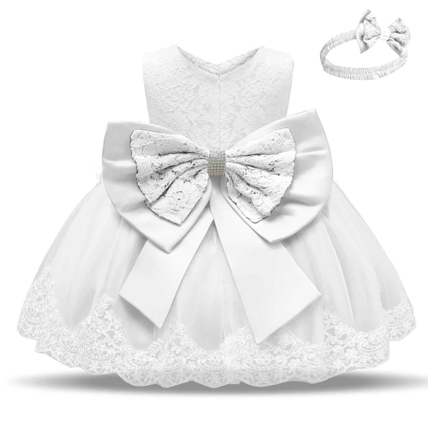 Vestido de bautizo blanco para niñas recién nacidas, vestido de princesa para cumpleaños, vestido de bautizo con flores para niñas de 12 a 24 meses