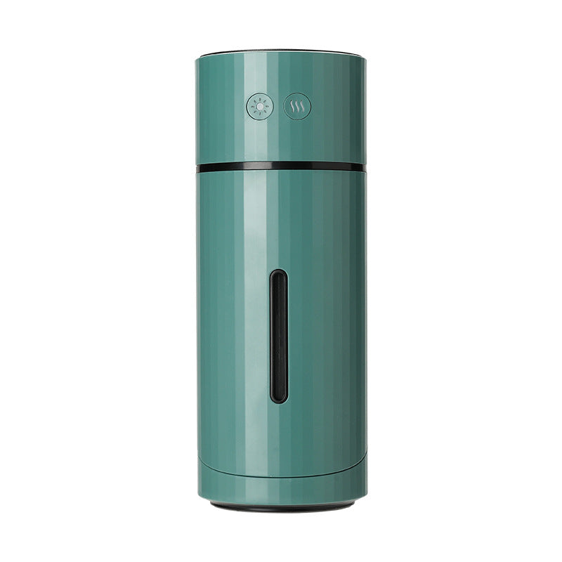 Humidificador de escritorio para coche pequeño con carga USB y ángulo ajustable.