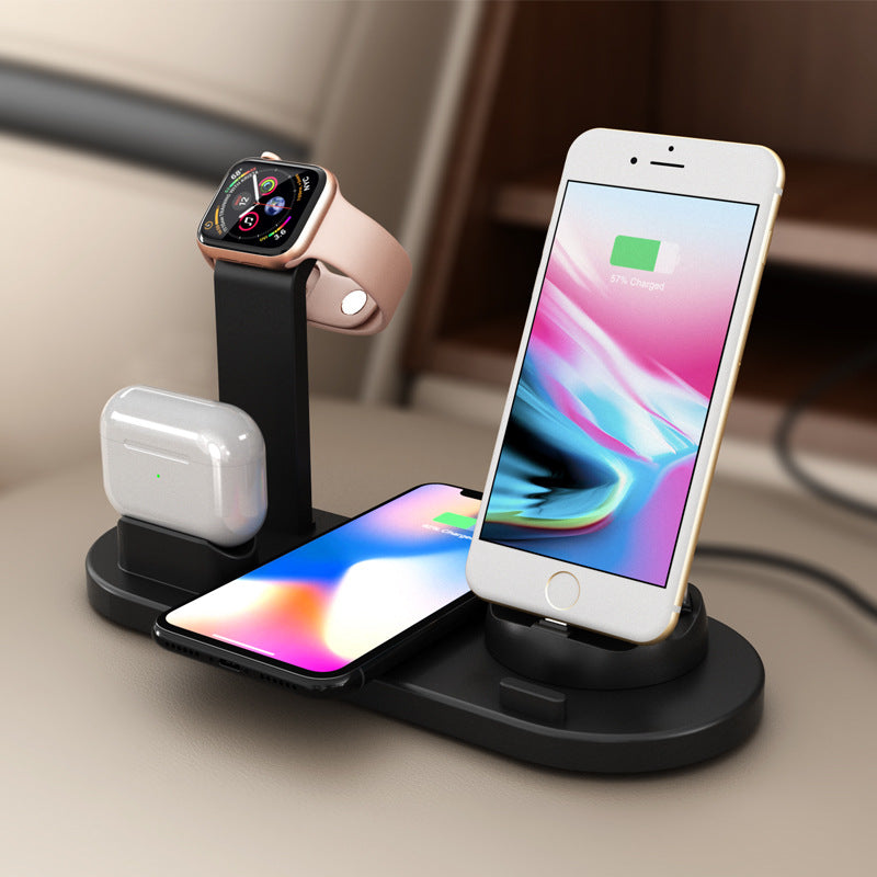 Cargador inalámbrico tres en uno para reloj y auriculares. Soporte de carga inalámbrica.