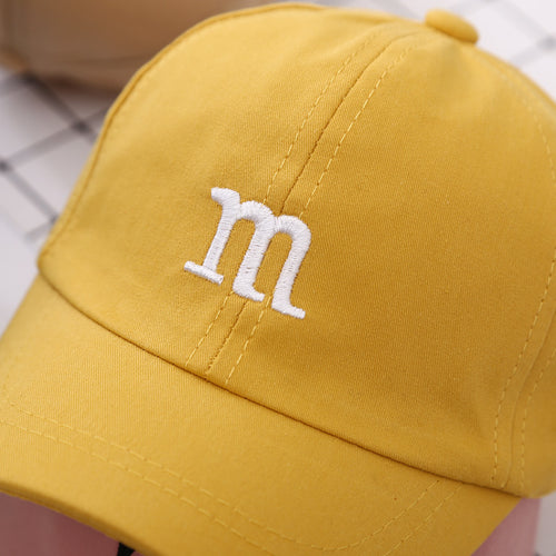 Gorra de béisbol para niño con letra M bordada de algodón para niños, gorra de primavera y otoño