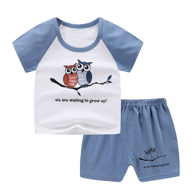Conjunto de ropa de verano para bebés recién nacidos, camiseta y pantalones cortos, 2 piezas, de algodón, informal