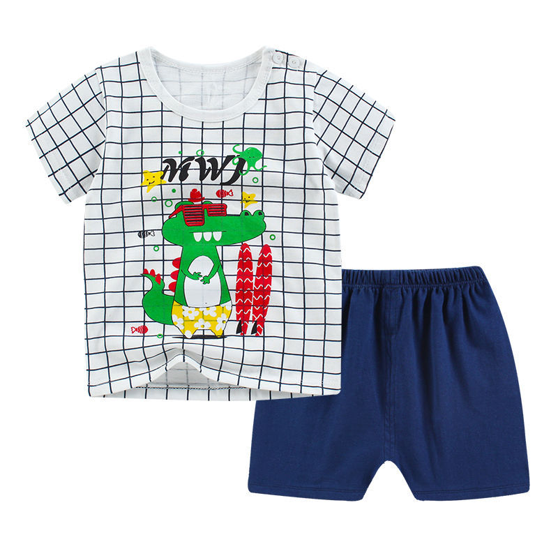 Conjunto de ropa de verano para bebés recién nacidos, camiseta y pantalones cortos, 2 piezas, de algodón, informal
