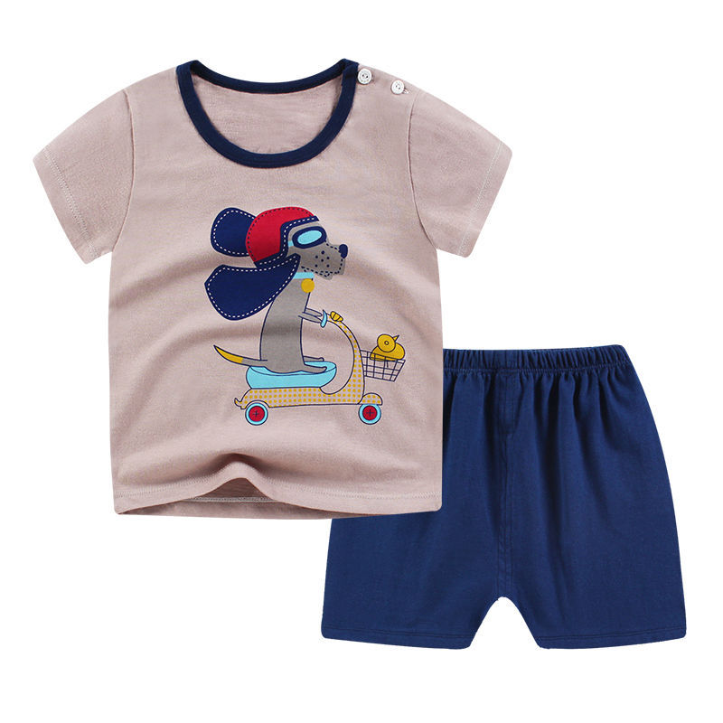 Conjunto de ropa de verano para bebés recién nacidos, camiseta y pantalones cortos, 2 piezas, de algodón, informal