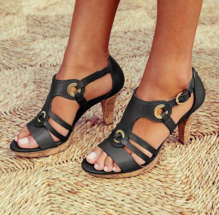 Sandals European And American Chunky Heels Sandals Fish Mouth Women's Shoes
