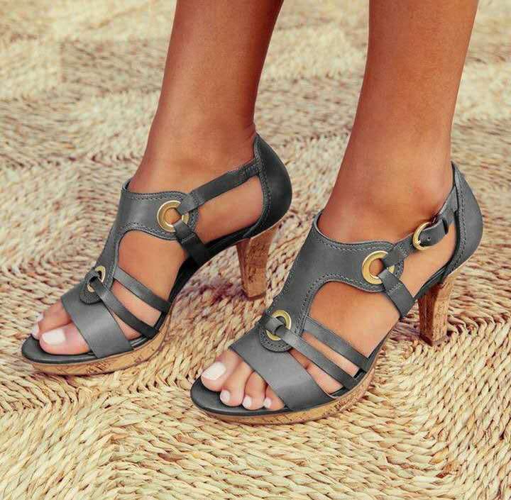 Sandals European And American Chunky Heels Sandals Fish Mouth Women's Shoes