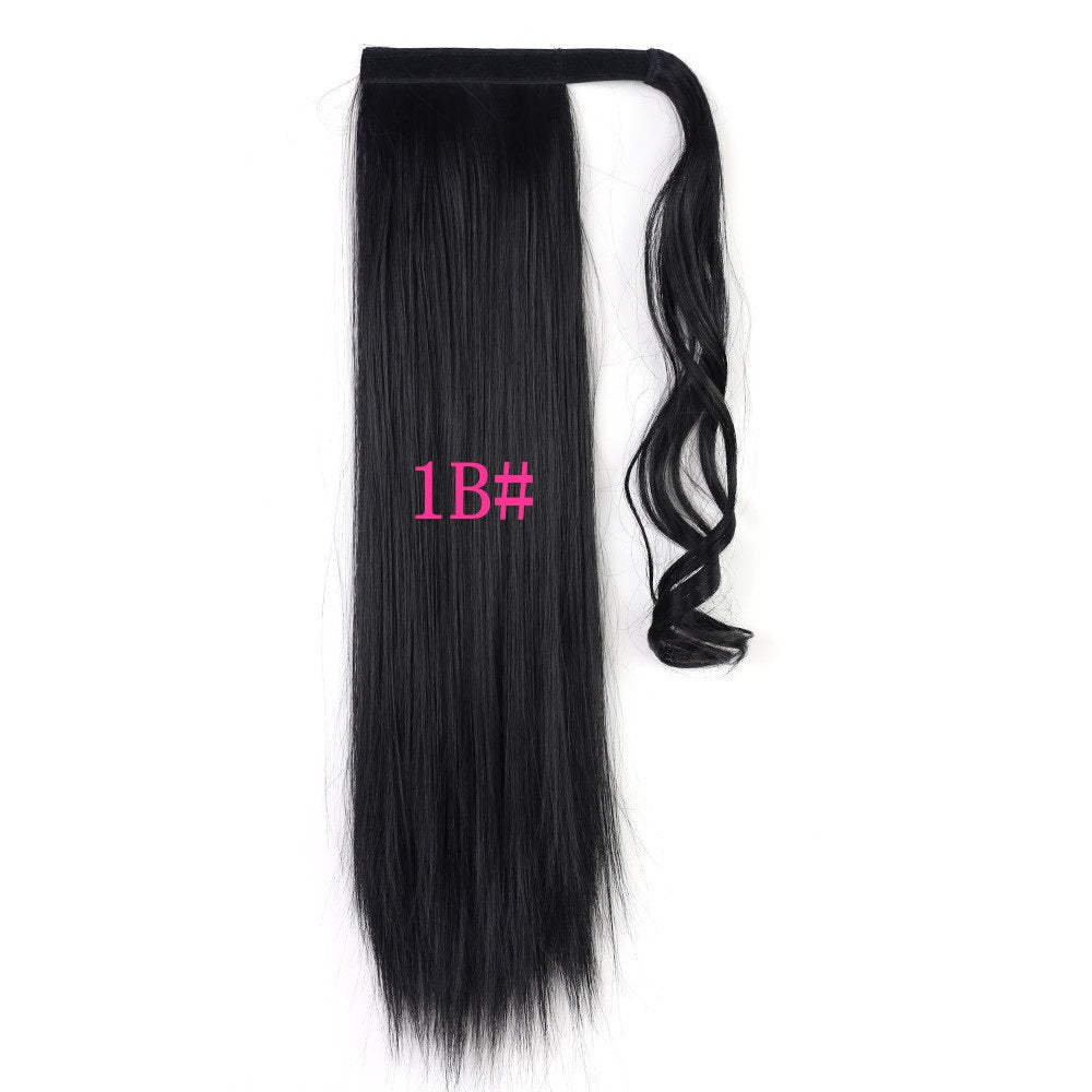 Extensión de cola de caballo larga, recta y envolvente con clip, resistente al calor, sintética, pelo falso