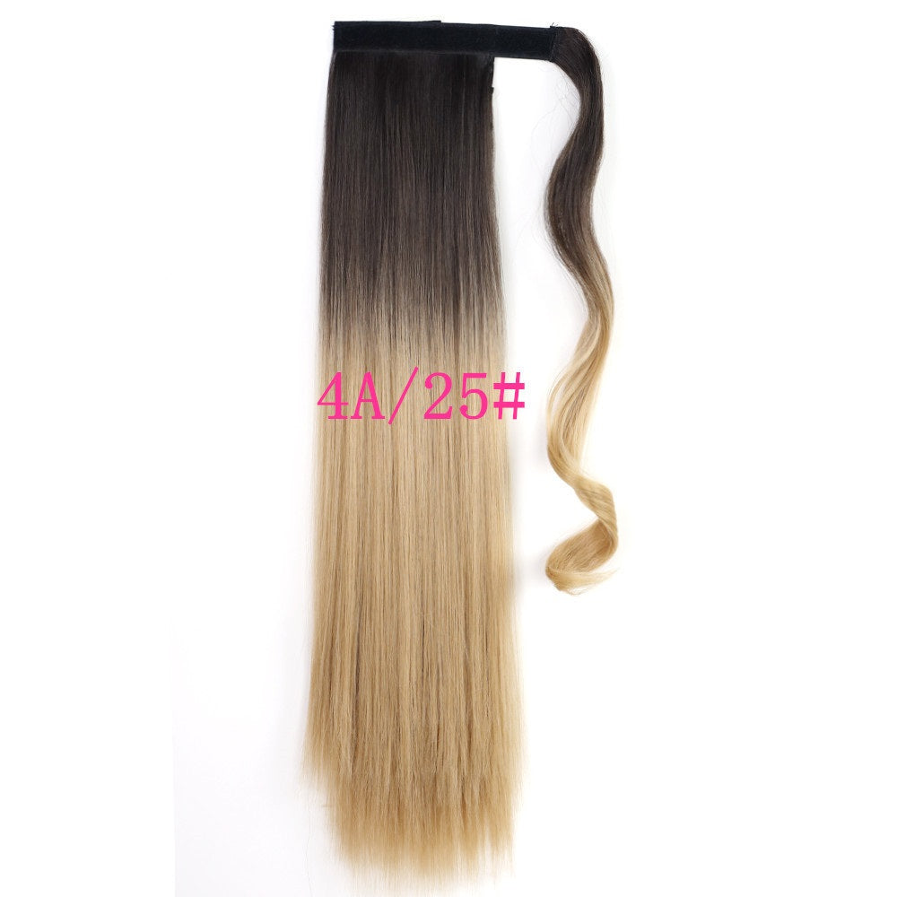 Extensión de cola de caballo larga, recta y envolvente con clip, resistente al calor, sintética, pelo falso