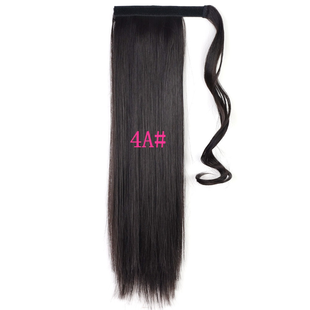 Extensión de cola de caballo larga, recta y envolvente con clip, resistente al calor, sintética, pelo falso