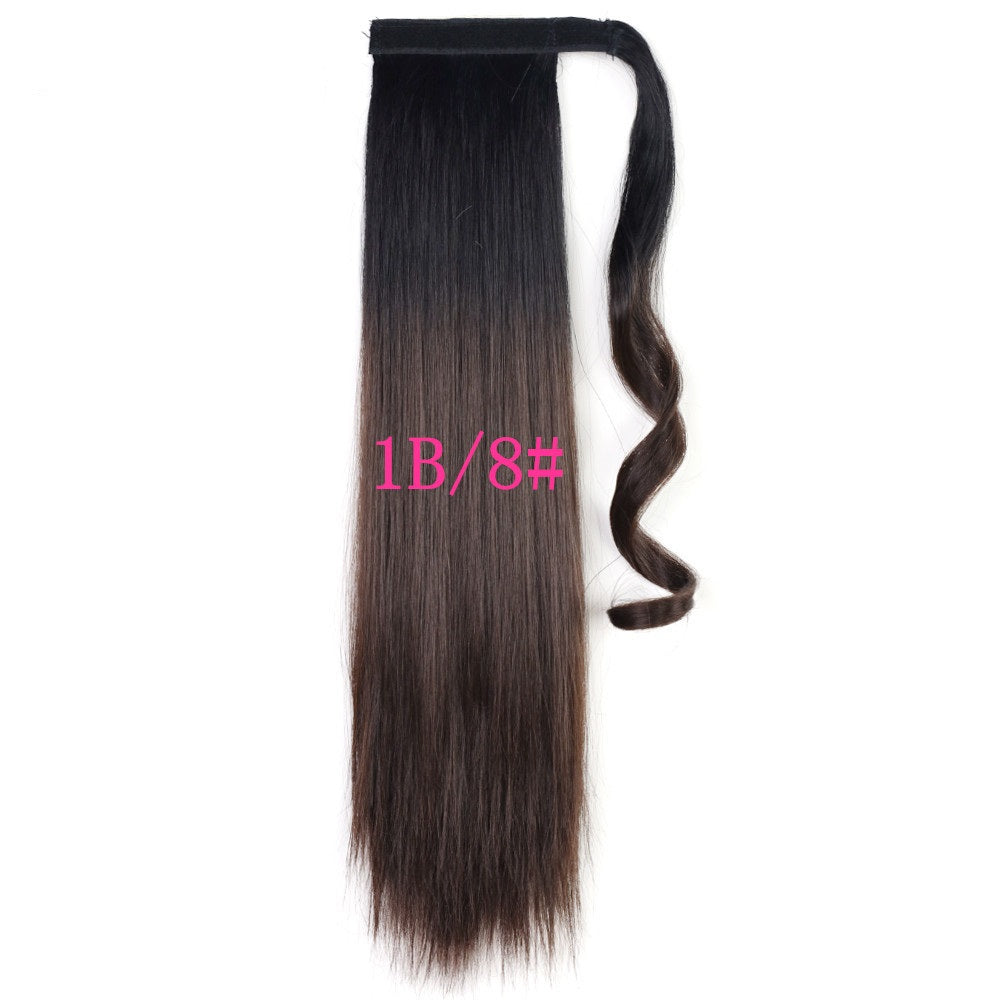 Extensión de cola de caballo larga, recta y envolvente con clip, resistente al calor, sintética, pelo falso
