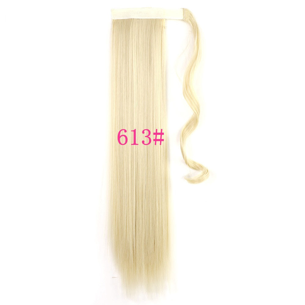 Extensión de cola de caballo larga, recta y envolvente con clip, resistente al calor, sintética, pelo falso