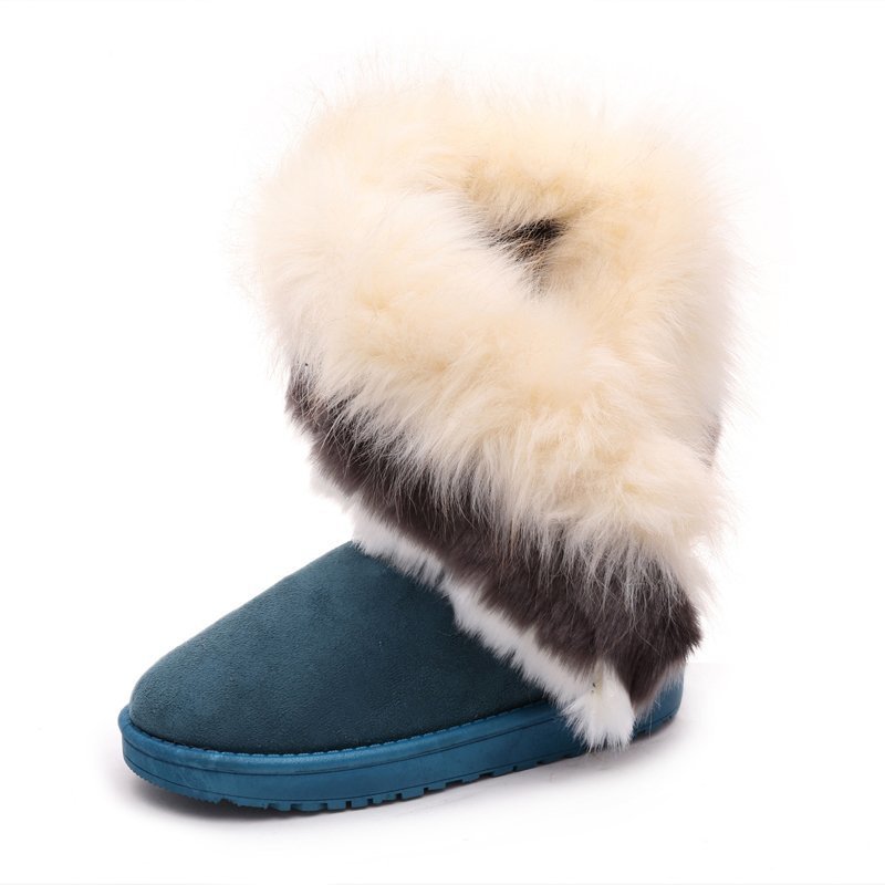 Botas peludas de imitación de piel de conejo, botas de nieve blancas con borlas, botas peludas para mujer