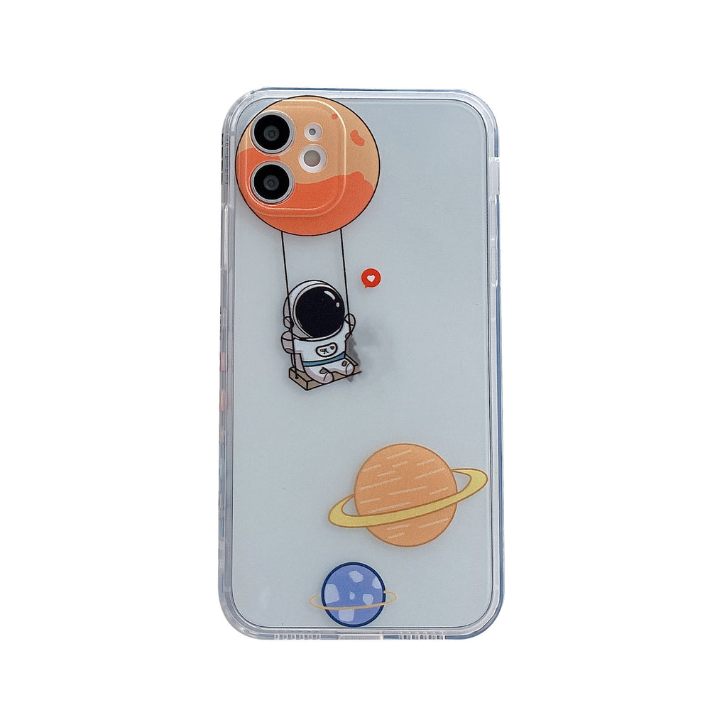 Cartoon Side Astronauts Apply Protective Covers