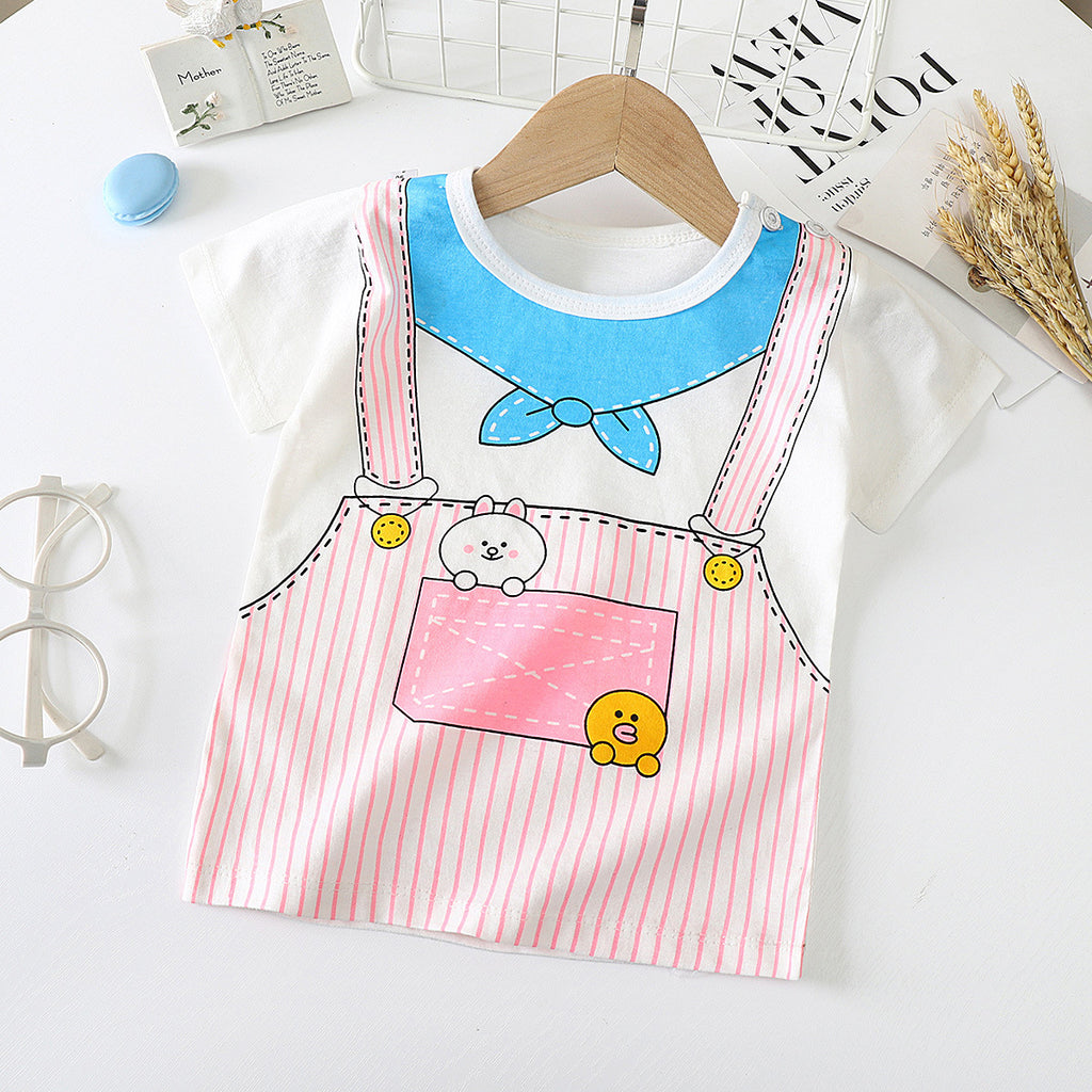 Camiseta de manga corta para niños de algodón Camisa de media manga para bebé