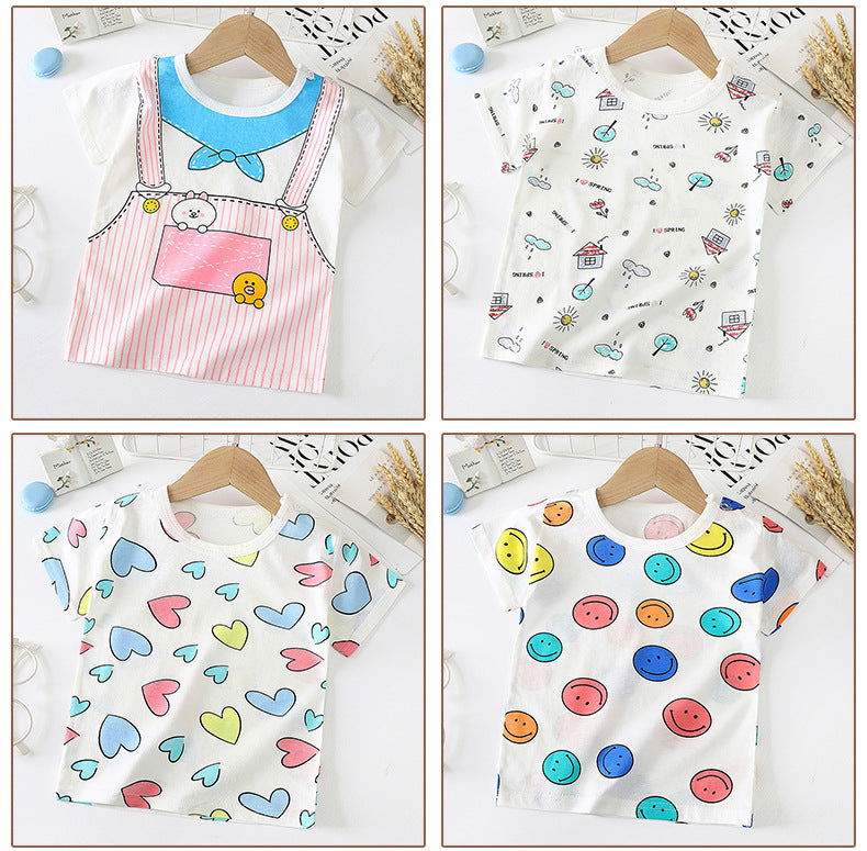Camiseta de manga corta para niños de algodón Camisa de media manga para bebé