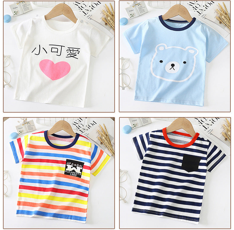 Camiseta de manga corta para niños de algodón Camisa de media manga para bebé