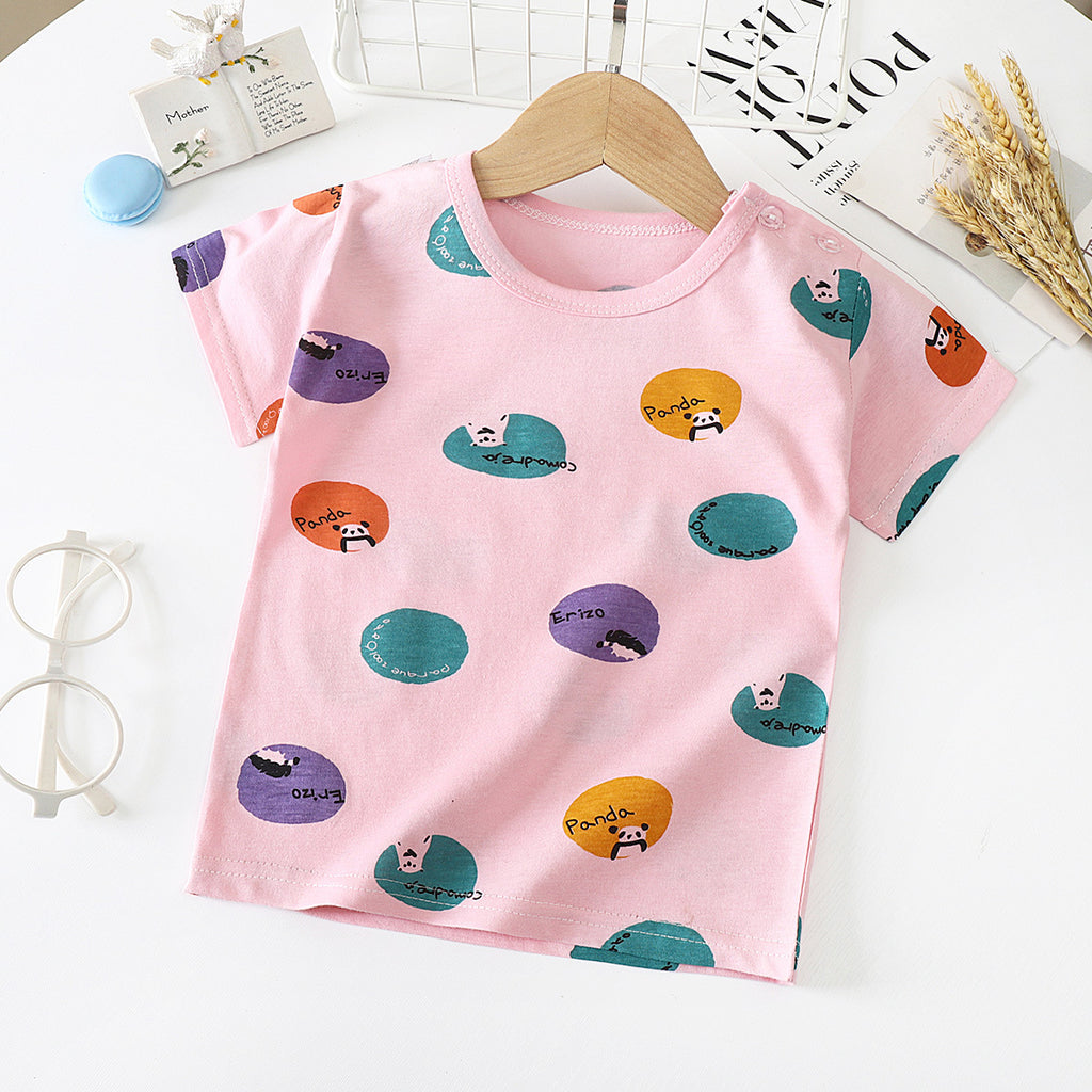Camiseta de manga corta para niños de algodón Camisa de media manga para bebé