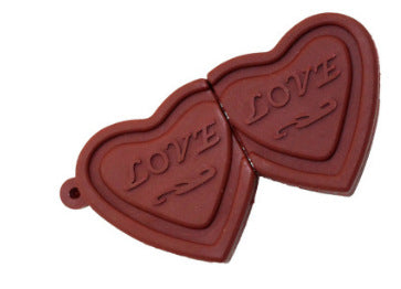 Memoria USB de PVC con forma de chocolate, diseño de pareja de palomas de chocolate