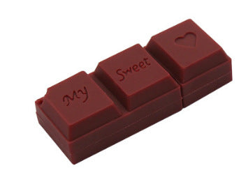 Memoria USB de PVC con forma de chocolate, diseño de pareja de palomas de chocolate