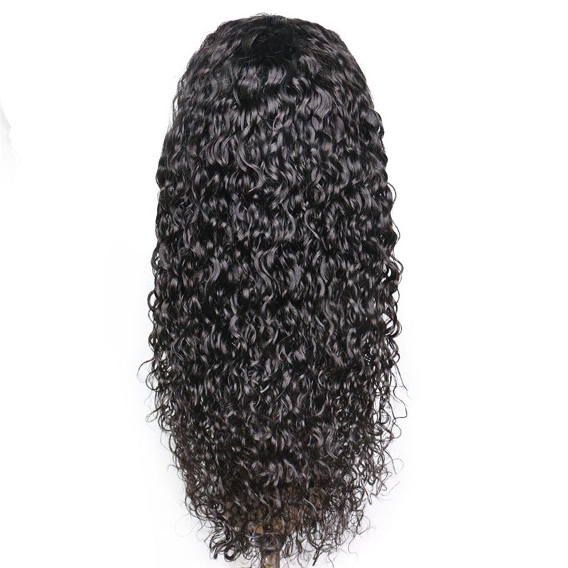 Peluca para mujer de longitud media con cabello rizado y rizos pequeños envueltos a mano