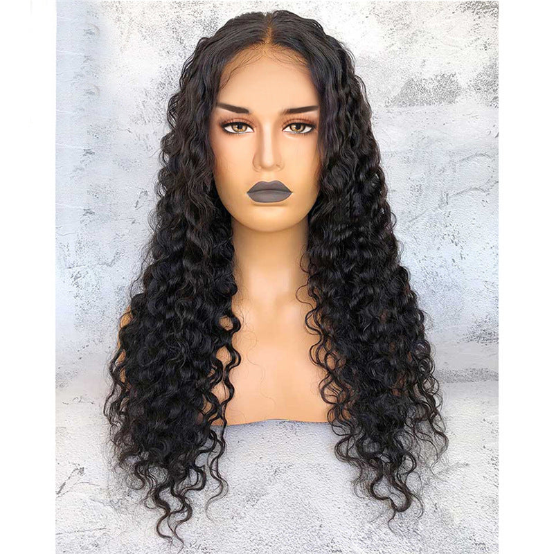 Peluca para mujer de longitud media con cabello rizado y rizos pequeños envueltos a mano