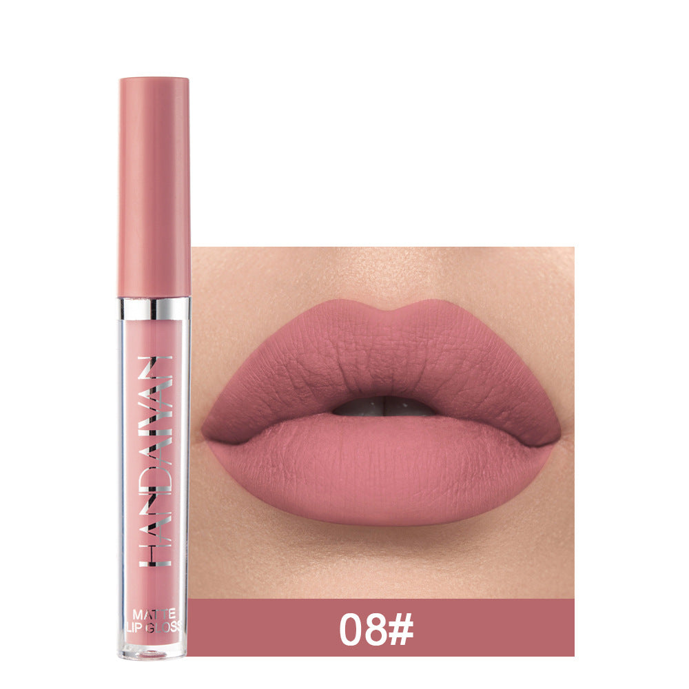 Brillo labial mate antiadherente, lápiz labial líquido mate que no se decolora